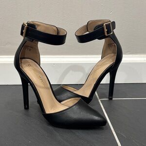 Elegant Black Ankle Strap Heels